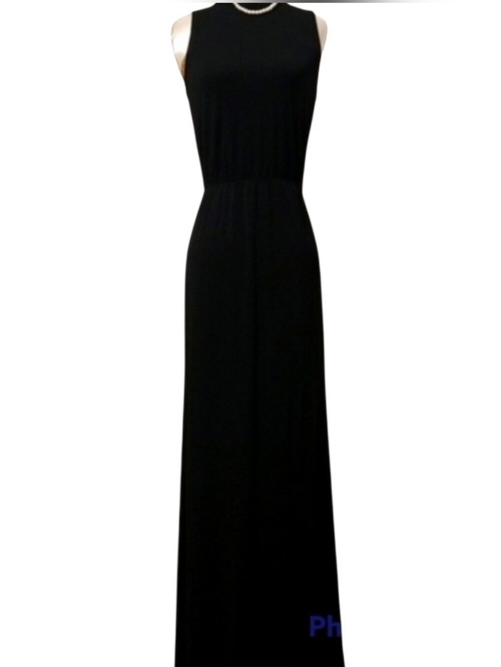 Forever 21 Black Halter Dress Sleeveless High-Neck Maxi Dress with Side-Slit